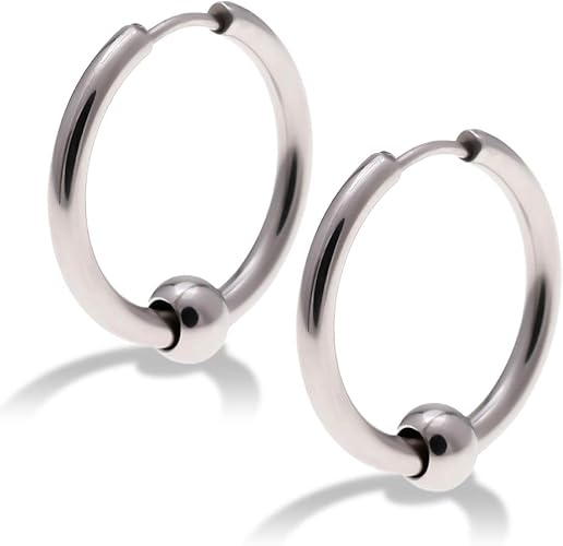 Amazon Puente ビーズ付き フープピアス ステンレス 両耳セット シルバー ビーズピアス メンズ レディース ボール ボール付き ピアス リングピアス ボール6ｍｍ ビーズ 18g 太め 大きめ 銀 18mm r Cbr キャプティブビーズリング ピアス 通販