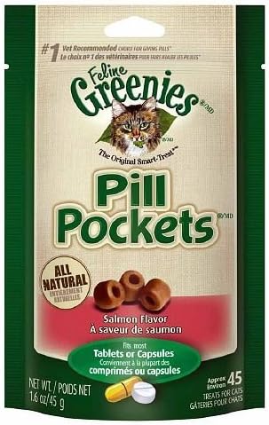 Feline Greenies Pill Pockets, Pouch, Salmon 1.6 oz(pack of 2) by Feline Greenies