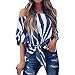 Gillberry Gillberry Womens Cotton  Long Sleeve Round Neck Splice Shirt Blouse Tops T Shirt (S, Darkblue)