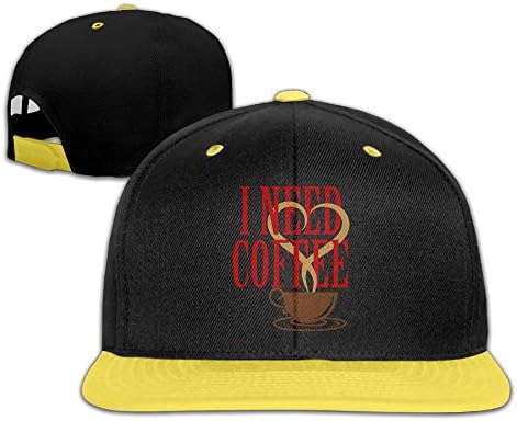 Kid I Need Coffee Yellow Adjustable Snapback Hiphop Baseball Caps One Size