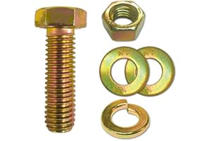 BOLTSANDNUTS.COM (4 Sets) 1/2-13x1-1/2" Grade 8 Hex Cap Bolts Screws, Nuts, Flat & Lock Washers Yellow