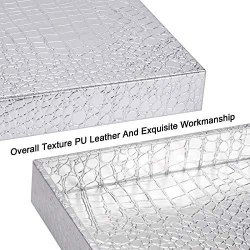 Decor Trends Faux Alligator Leather Vanity Tray Decorative Cosmetics Organizer Bathroom Catchall Tray for Perfume Jewelry Makeup Accessories - Thumbnail 2