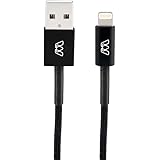 MOS Spring Lightning Cable Aluminum Heads, Spring Relief, Cotton Jacket, Black, 1ft