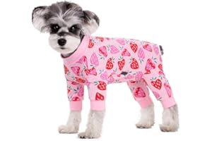 AITOLI Surgery Recovery Suit for Small Dogs, Onesie for Surgery Female Dogs, Small Dogs Pajamas Long Sleeve, Abdominal Wound Bandages Surgical Suit, Dog Cat Recovery Suit for Shedding Skin Disease