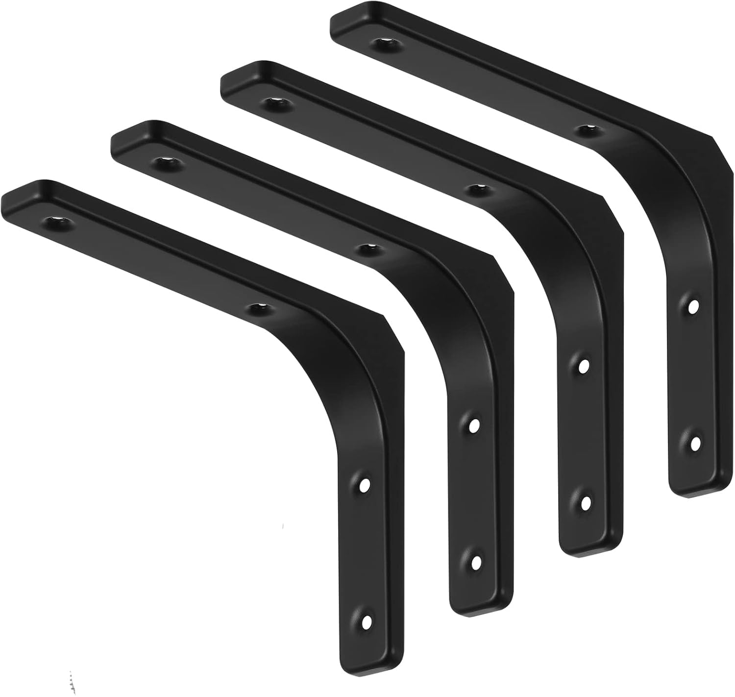 ZiYuya 4PCS Shelf Bracket, Right Angle Corner Brackets Heavy Duty Shelf Support L Bracket for Shelf, Wall Corner Hanging Brace Angle Shelving Shelf Brackets (Black, 6 Inch)