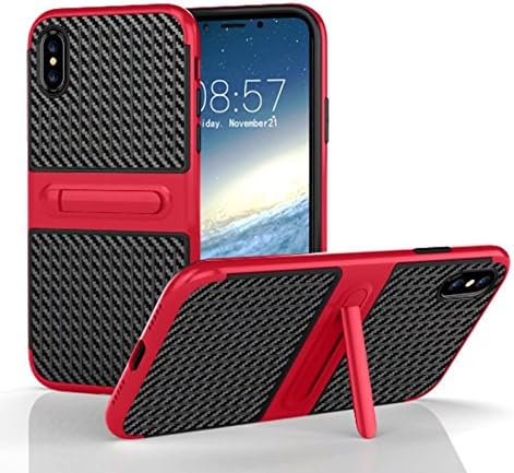 NEW IPHONE X Anti-Fall Protection Shockproof Cellphone Support Armor Hard TPU pc Cellphone case (red)