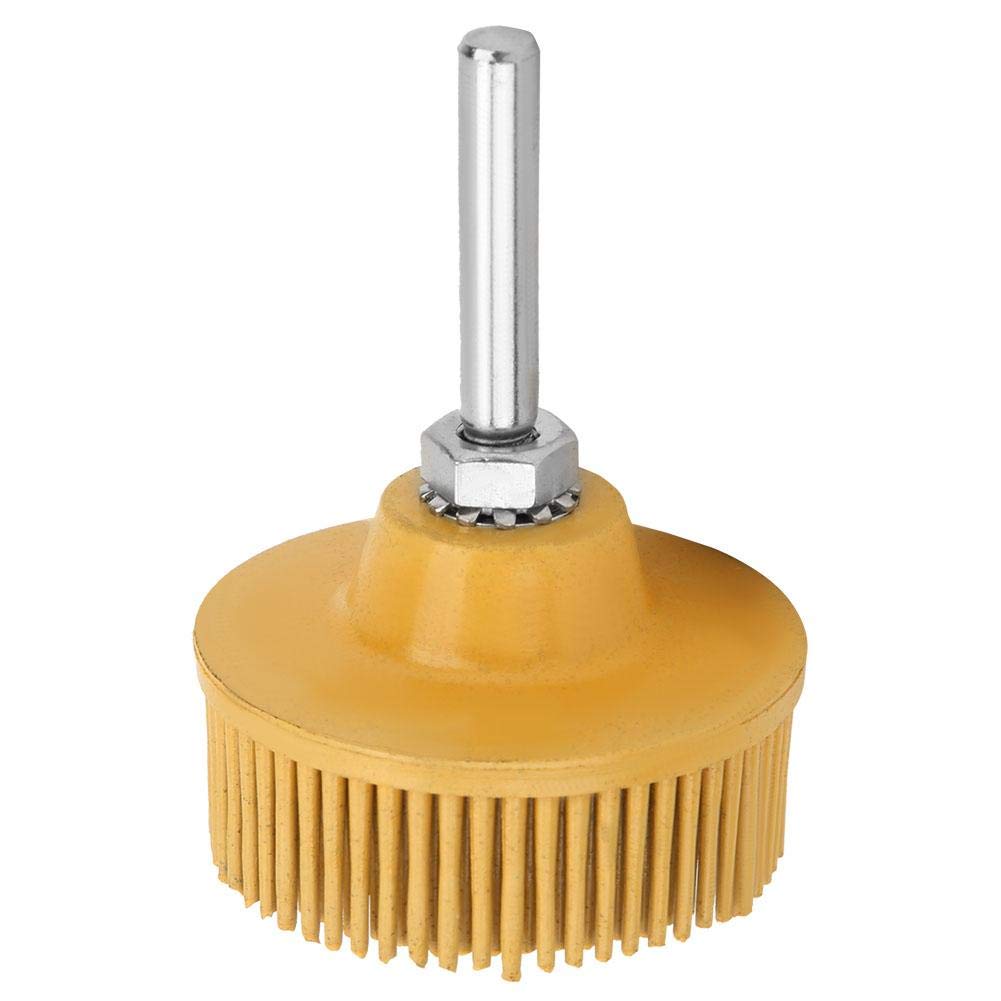 Bristle Disc, 50mm/2Inch Abrasive Bristle Disc with 1/4 inch Shank, Emery Polishing Wheel 50/80/120 Grit Optional, for Electric drill(Yellow,80#)