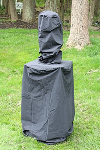 Oliver and Smith - Large Iron Outdoor Round Patio Chiminea Fireplace Rear Fire Shield - 18" x 18" x 46" Tall - with Stainless Steel Grill - Chiminea Weather Cover - 4 Skewers - Thumbnail 3
