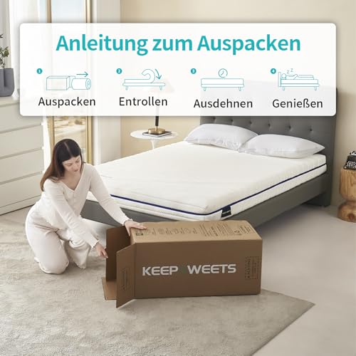 keepsweets 7 Zone Cold Foam Mattress 140 x 200 cm Hardness Grade H3 Double Sided Foam Roll Up Mattress 16 cm Breathable Washable Cover | Various Sizes