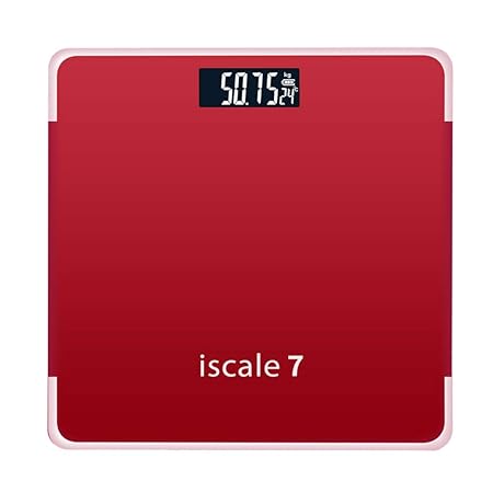 DKEyinx Gehärtete Glas Digital Personenwaage, 180kg, Genaue Elektronische Gewichts-Ausgangsbad-Boden-Körper-Skala Rot