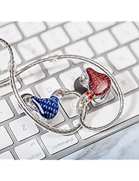 FiiO FA7 Best Over The Ear   Auriculares de diadema desmontables con diseño de cable HiFi Quad equilibrado, controlador de armazón para iOS y Android, ordenador, tableta, color azul y rojo