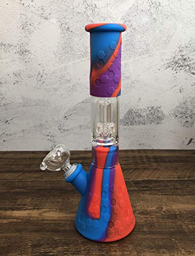 Premium Hookahes Complete Set Shi-sha 10.9 inch Silicone Vase - Glass Filter Pipe (Purple,Red,Blue)