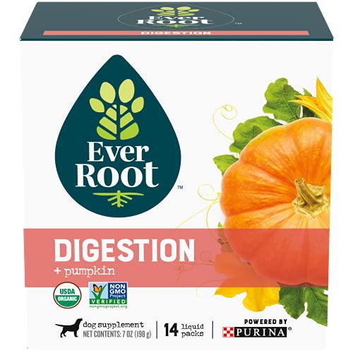 EVERROOT ORGANIC DOG SUPPLEMENT BY PURINA, DIGESTION LIQUID PACK WITH PUMPKIN FOR DOGS – 14 CT. BOX