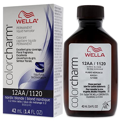 Wella ColorCharm Permanent Liquid Hair Color for Gray Coverage, 12AA Nordic Blonde Pricepulse