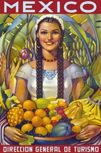 TX13 Vintage 1950's MEXICO Mexican Travel Poster Re-Print - A3 (432 x 305mm) 16.5" x 11.7"