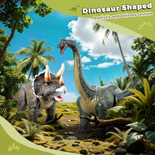 Dinosaur Ride On Toy Car for Kids - Triceratops with Roar Sound & Light Up Horns, Safe Pull String & Comfortable Seat, Indoor Outdoor Walking Trainer, Ideal Birthday Christmas Gift for Toddlers