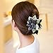 Merdia Jaw Hair Claw Clips with Sharp Leaf Flower Design | Cute Claw Clips for Women, Girls | Colors: Black, White, Grey