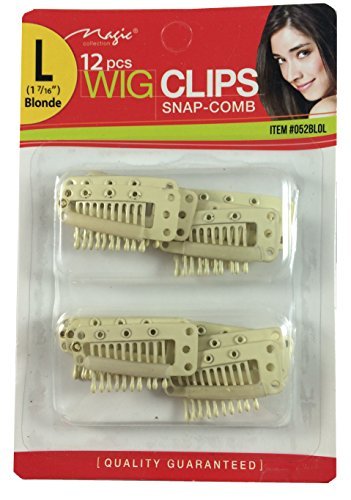 12 pcs Wig Clips Snap Comb Large 1 7/16" (Blonde)