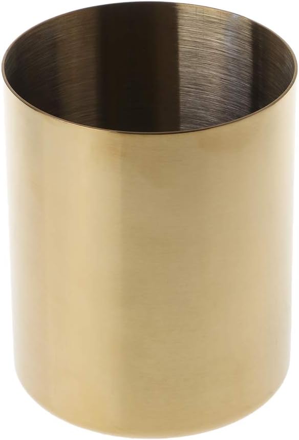 NKYSM Brass Gold Round Pen Holder Pen Containers Desk Organizer School Office Stationery Supplies Gift