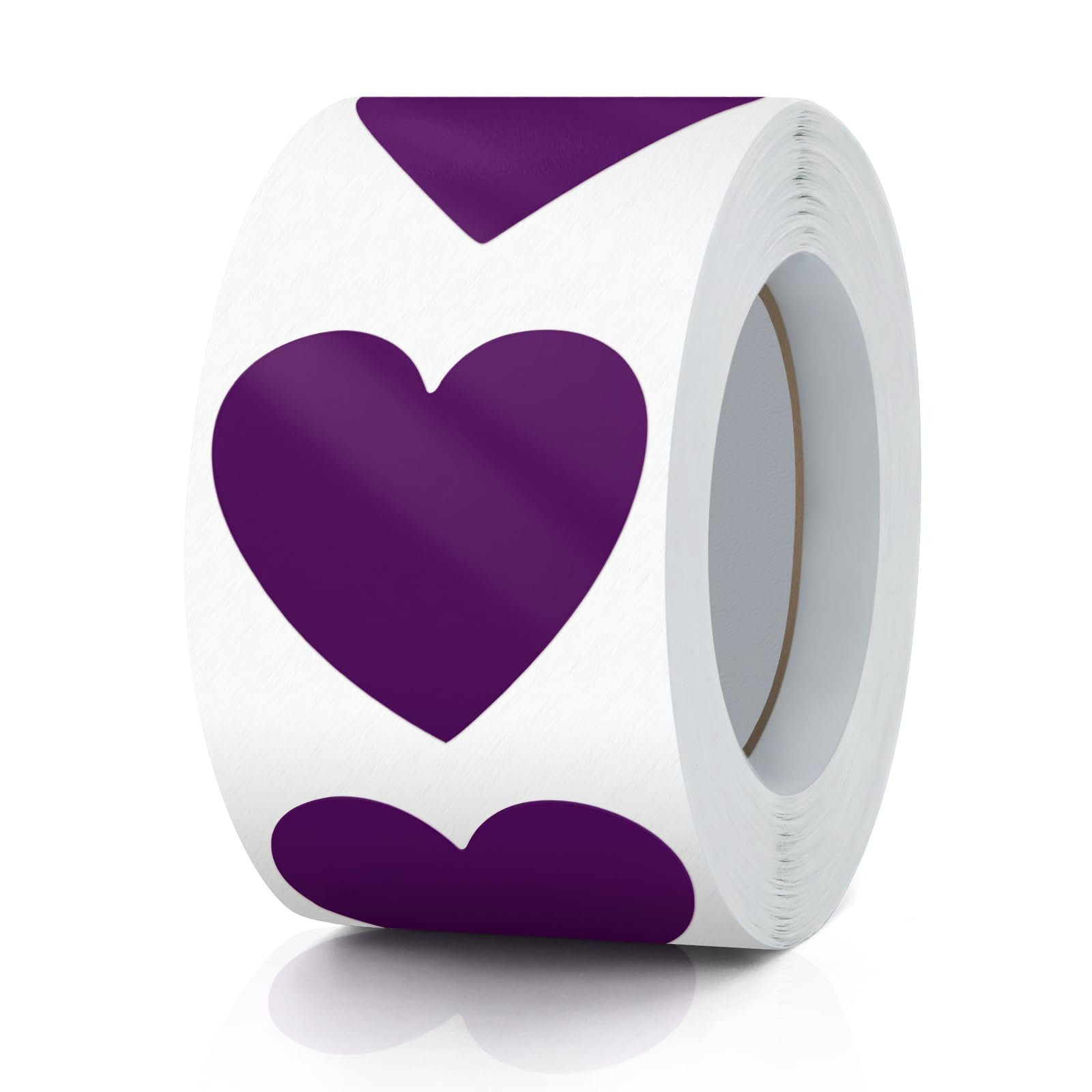 Meitaat Purple Heart Stickers Roll 3.8 cm Valentine's Day Love Shape Labels Waterproof Removable for Craft Envelopes Boxes Gift Tags Bags Wedding 500 PCS