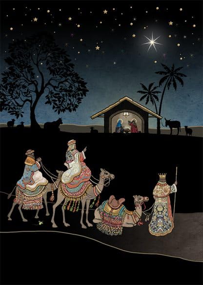 Bug Art Religious Christmas Cards Pack of 8 - King's Approach Embossed with Foil Details - Eco-Friendly & Recyclable