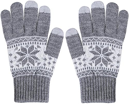 Men Women Girls Cute Snowman Touch Screen Warm Winter Knitted Gloves Soft Snowflake Mittens for Phones iPad Laptop