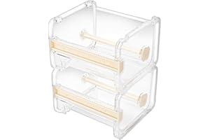 molshine 2 Pack Transparent Desktop Multi Washi Masking Tape Storage Dispenser,Tape Cutter,Tape Roll Holder (Not Include Masking Tape) (Beige)