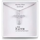 Presentski Cross Necklace for Women With 925 Sterling Silver Chain,Platinum Plated Cubic Zirconia Cross Pendant Necklace, Mother's Day Gifts for Women