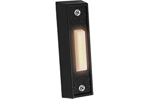 WESUA LED Lighted Doorbell Button Push Switch Wall Mounted For Chime Ring (BLACK)