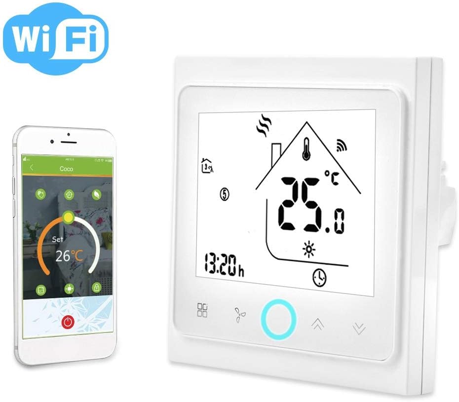 Smart Thermostat,2/4 Pipe WiFi Smart Central Air Conditioning Thermostat Temperature Controller LCD Touch Screen(2 Pipe)