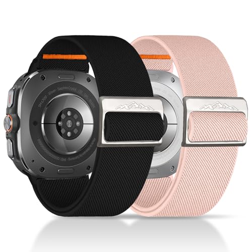 Chinbersky 2 Stück Elastische Nylon Armband Kompatibel Mit Samsung Galaxy Watch Ultra Armband 47Mm (2024,2025), Stoff Verstellbares Dehnbare Sport Ersatzarmband Für Samsung Galaxy Watch Ultra