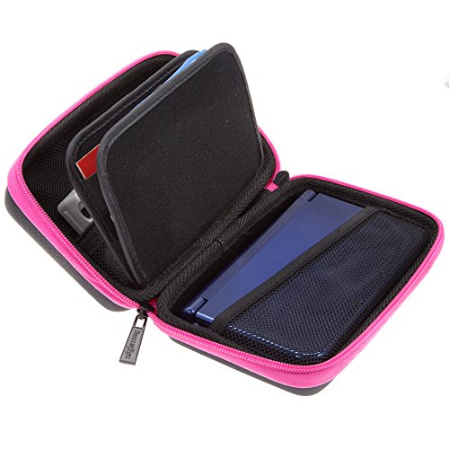 BRENDO-Carrying-Case-for-New-Nintendo-2DS-XL-and-3DS-XL-with-Large-Stylus-Fits-Wall-Charger-24-Game-Cartridge-Case-Holder-PINKBLACK