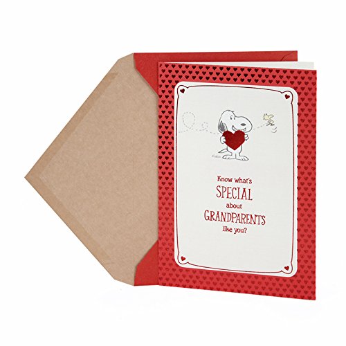 Hallmark Valentine's Day Greeting Card for Grandparent(s) (Snoopy with Flying Woodstock)