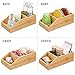 mDesign Bamboo Wood Food Storage Bin with Divided 3 Compartments and Sloped Front for Kitchen Cabinet, Pantry, Shelf to Organize Seasoning Packets, Powder Mixes, Spices, Snacks - Natural