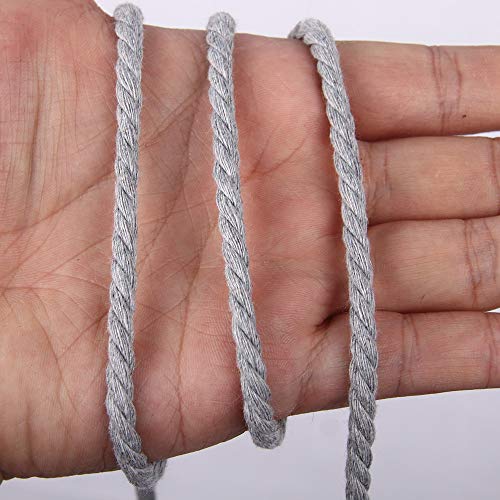 image for XKDOUS Colored Macrame Cord Light Gray 4mm x 150Yards, Grey Cotton Mac