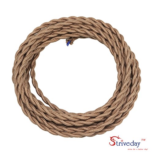 Strivedayâ„¢ 5Meter/16.4FT Twisted Cloth Fabric Electrical Cord for Vintage and Antique Lamps DIY, Rayon Covered Wire For Industrial Vintage LED Bulb(Coffee)