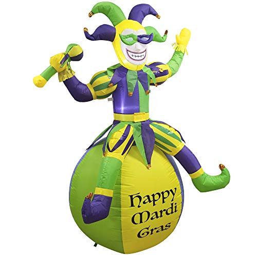 Joiedomi 6 FT Tall Jester On Ball Mardi Gras Inflatable Yard Decoration