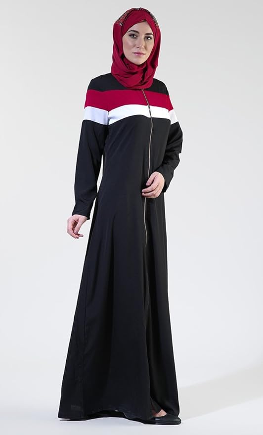 East Essence Front Open Black Everyday Zipper Abaya Amazon.co.uk Clothing