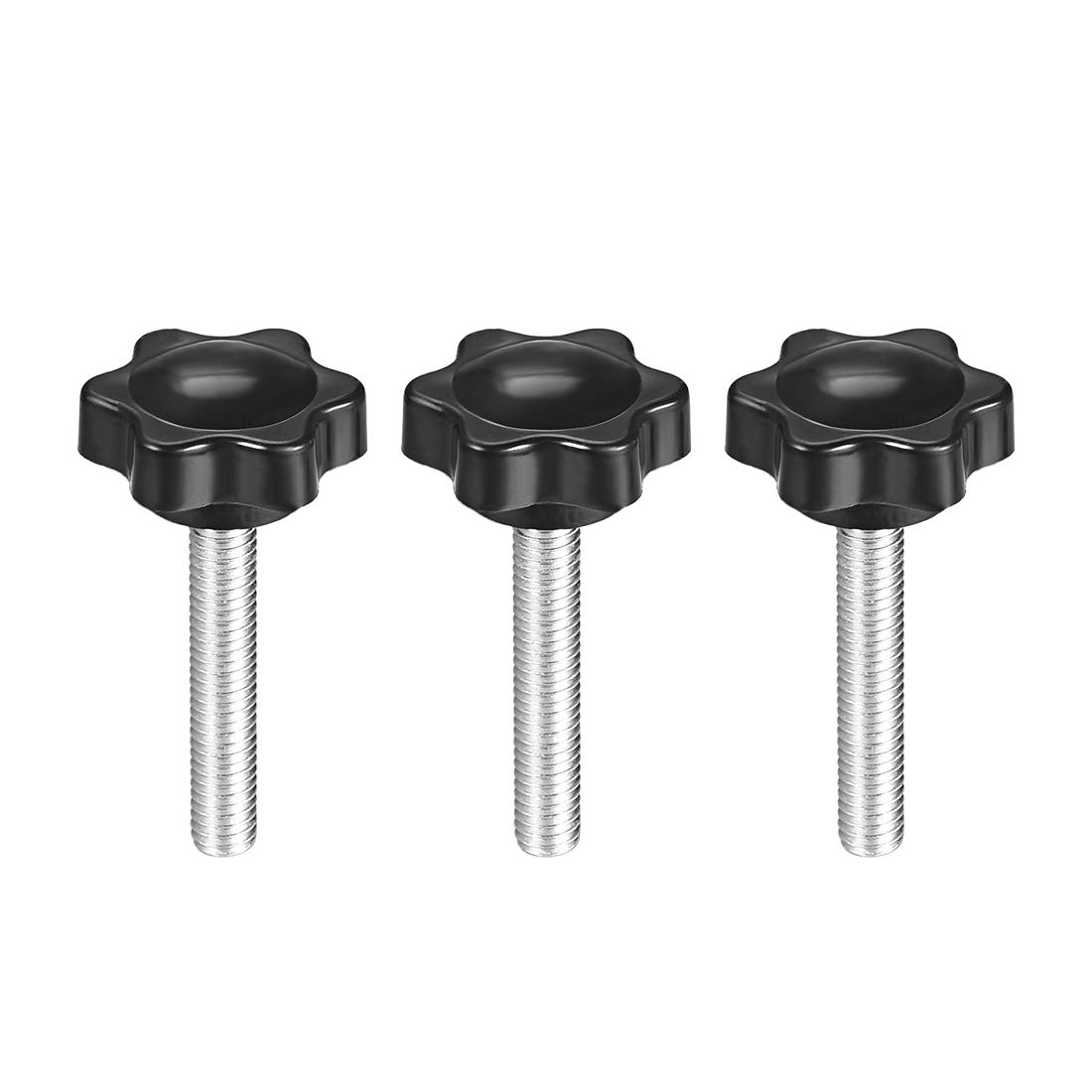 uxcell Clamping Screw Knob, Plum Hex Shaped Grips Star Knob M6 x 40mm Male Thread, 3 Pcs