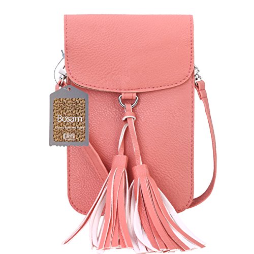 Bosam Fashionable Tassels small crossbody bag for cell phone with Adjustable Strap (Plum))