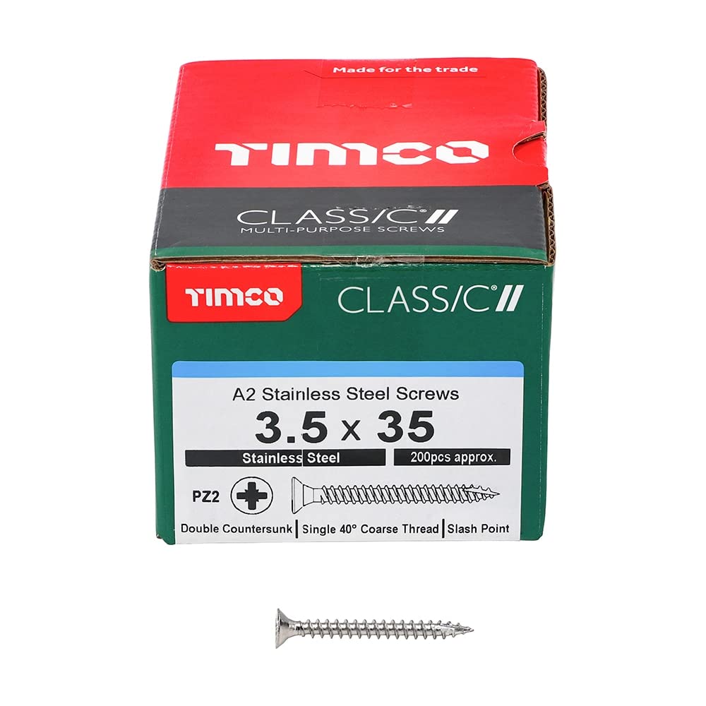 TIMCO Classic Multi-Purpose Screws - 3.5 x 35 - A2 Stainless Steel - Box of 200 โ image 1