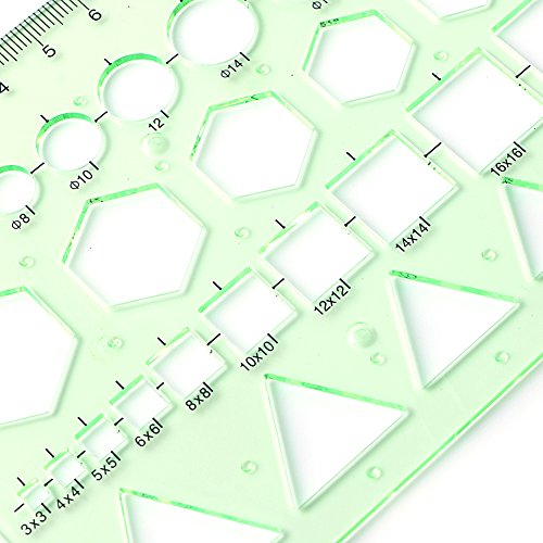 Hukai Plastic Circle Square Hexagon Geometric Template Ruler Stencil Measure Tool NEW - Thumbnail 5