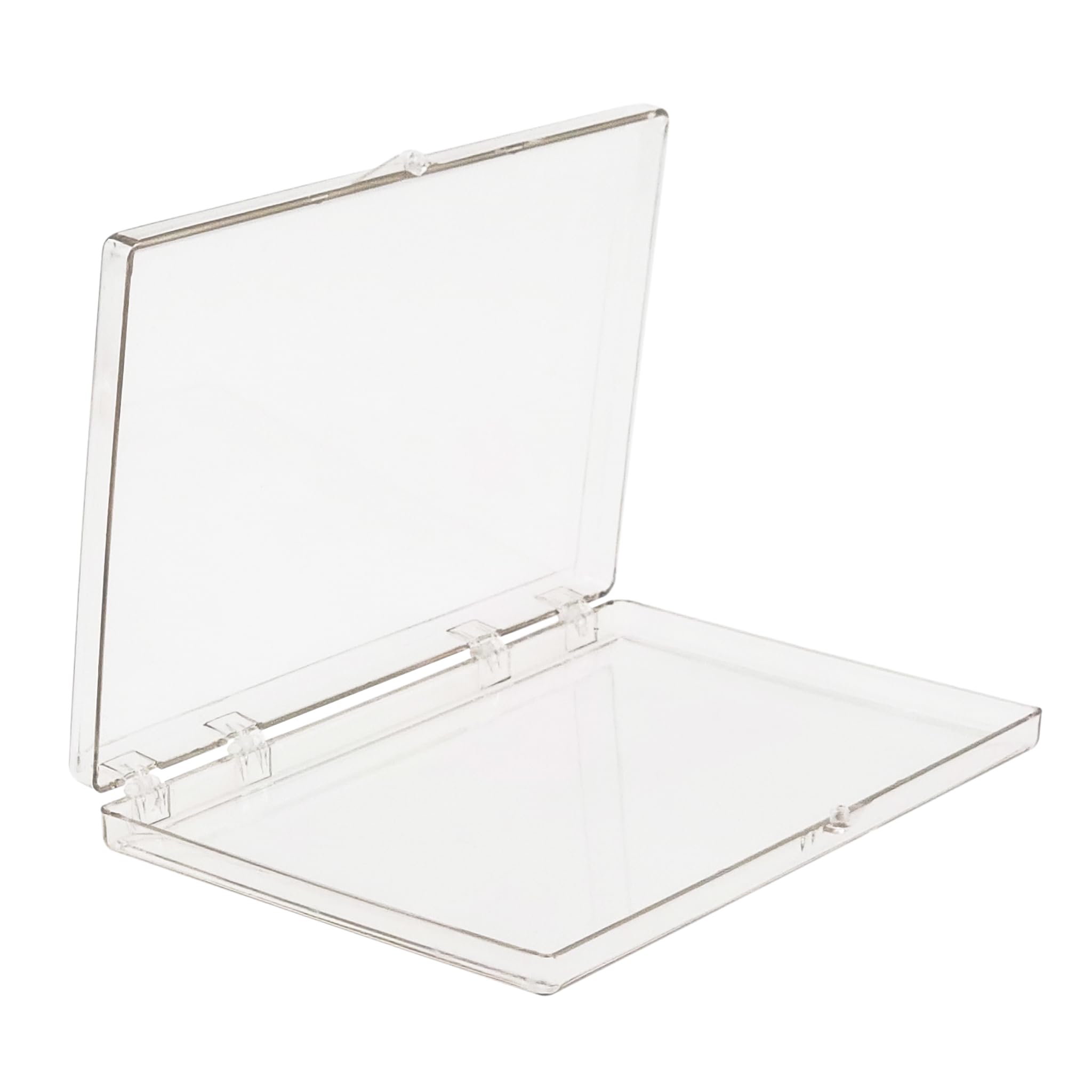 Photo 1 of 4-Pack Clear Hinged Plastic Containers, Keepsake Storage Boxes, 6" L x 4" W x 1/2" H, Made in USA, Plastic Display Case and Storage Containers