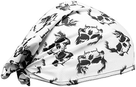 White Black Skulls Schampa Doo - Z Multi Wear Use Headwrap Headscarf Durag Face Mask Scrunchie