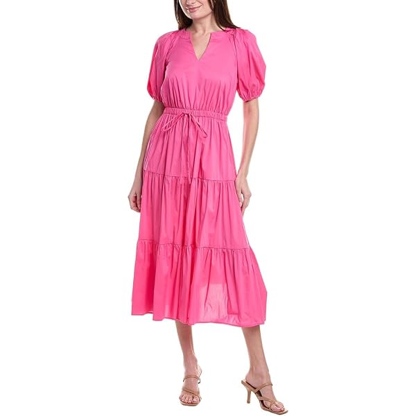 Anne Klein Combo Vegan Leather MIDI Dress at Amazon Women's Clothing store