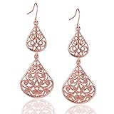 Zhenhui Luxury Elegant Vintage Style Jewelry Filigree Vine Double Drop Chandelier Earrings 5 Colors Fashion Accessories