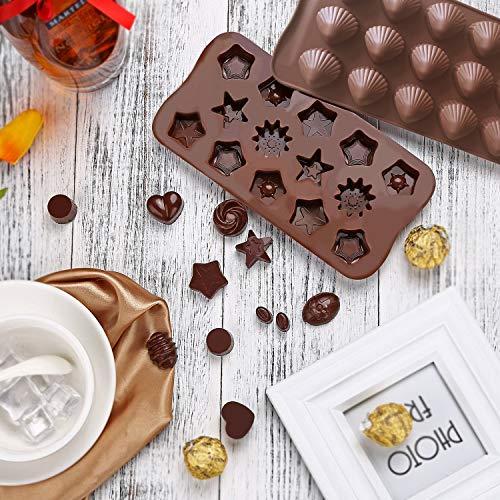 Aogist Silicone Candy Chocolate Jelly Molds, BPA Free Cake Baking Mold, Different Styles Ice Cube Molds 6 Pack - Thumbnail 4