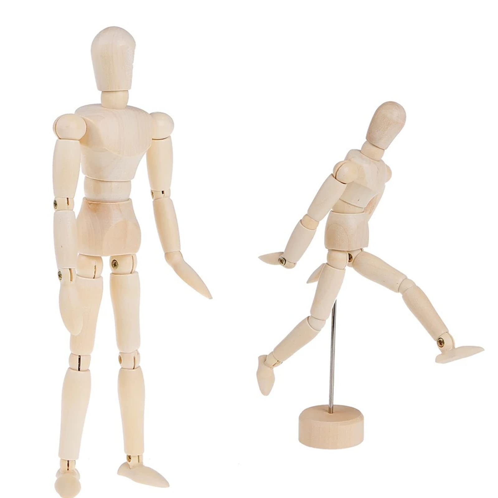 Vokowin 2pcs Artist Wooden Manikin Mannequin Puppet Drawing Figure Sketching Model Painting Model Mannequin Jointed Art Doll Home Office Desktop Decor Children Toys Gift (K172-2)