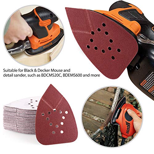 120 Grit Sanding Sheets for Black and Decker Mouse Sanders, 50PCS 12