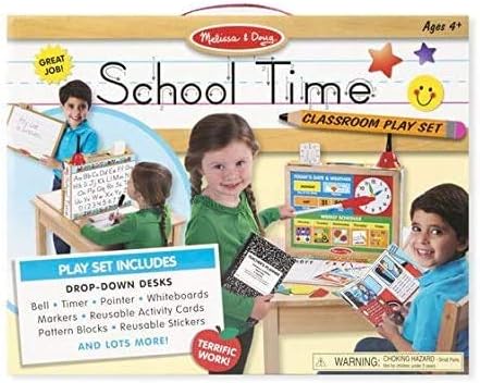 Melissa & Doug School Time Classroom Play Set Game, Pretend Play, Play School, Pretend Teacher Activity Set